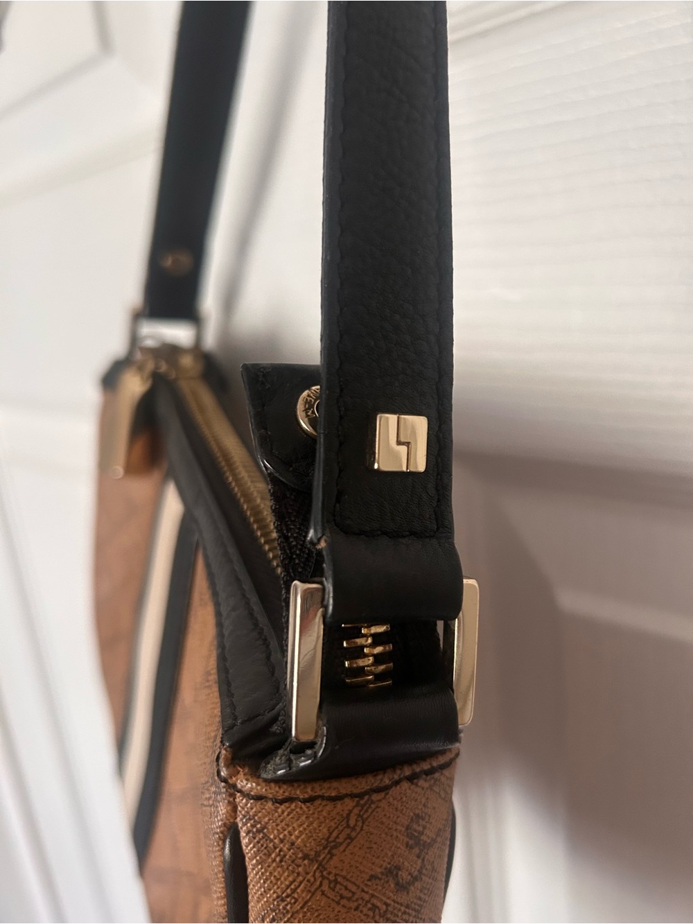 L.A.M.B. Brown Mini Shoulder Bag with Cream Stripe - Picture 3 of 8